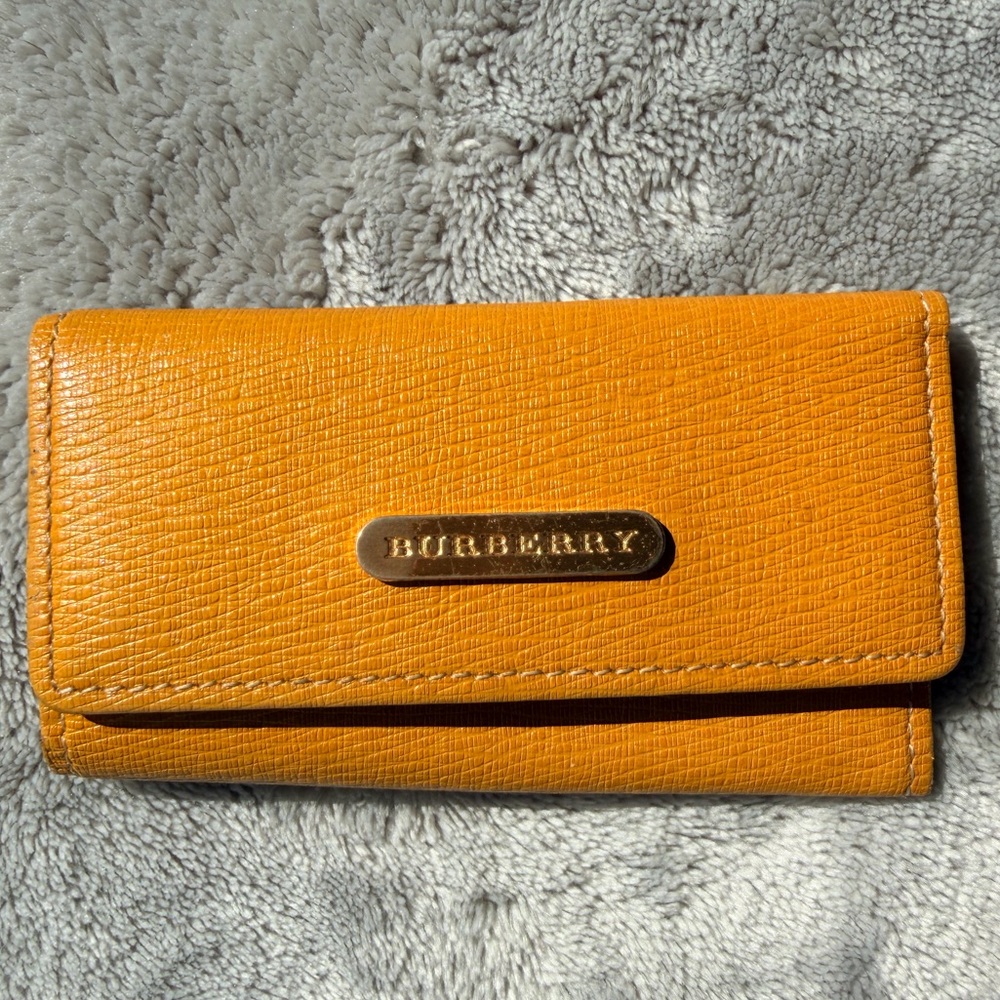 Burberry Mustard Leather 3 Ring Key Case